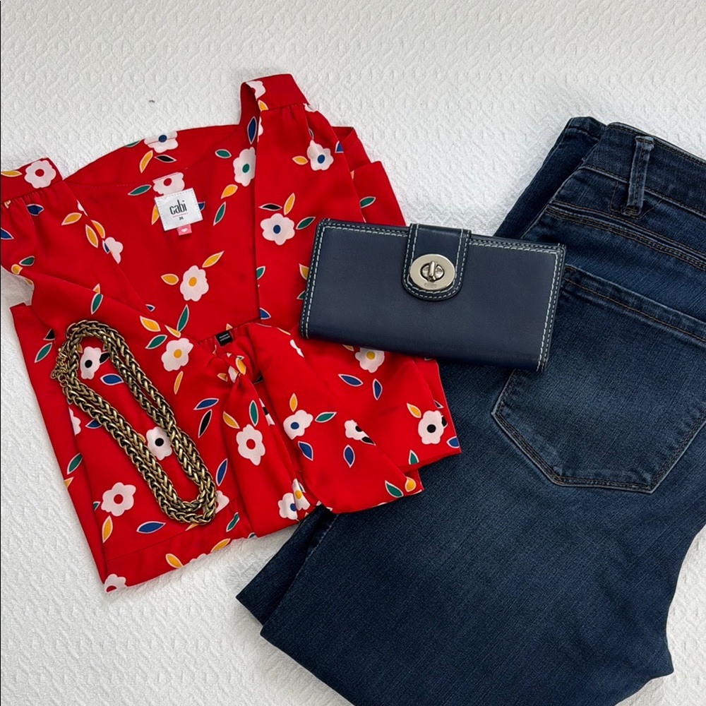 Red CAbi Floral Top